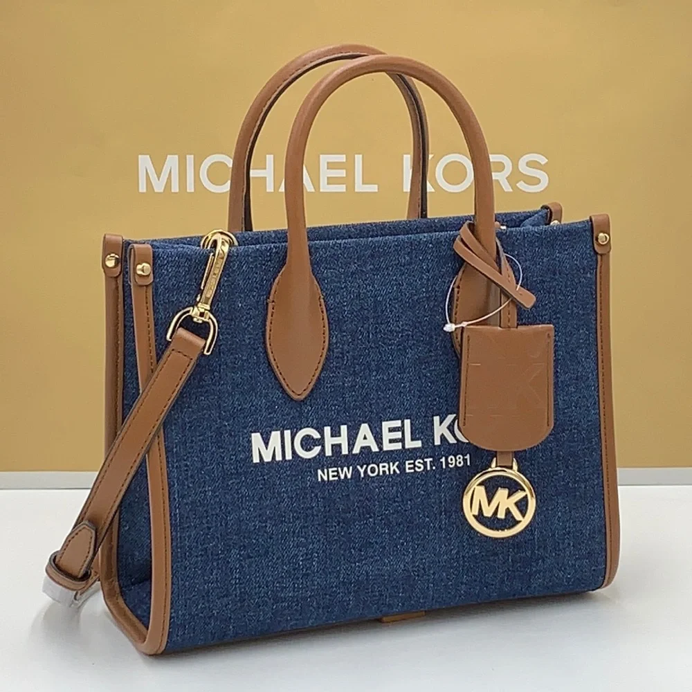 MICHAEL KORS MIRELLA SMALL SHOPPER TOP ZIP XBODY INDIGO COLOR - Picture 1 of 16